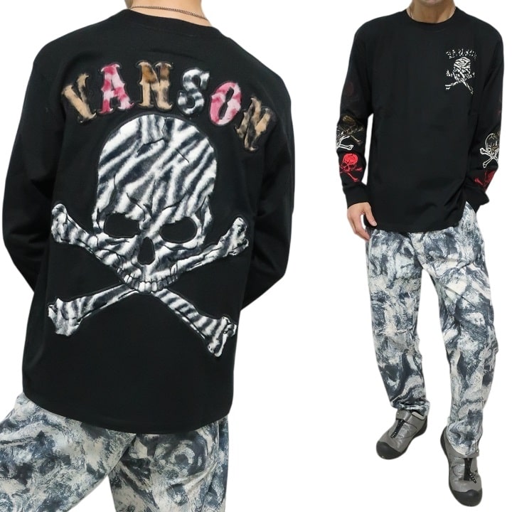 VANSON（バンソン） VANSON Tシャツ ロンT ビッグ スカル/ドクロ/刺繍