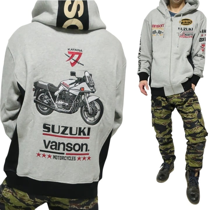 VANSON バンソン ブランド スズキ/SUZUKI/バイク katana/刀 ジップ パーカー ジャケット ヴァンソン SMV-2505 ネバーマインド | VANSON | 02