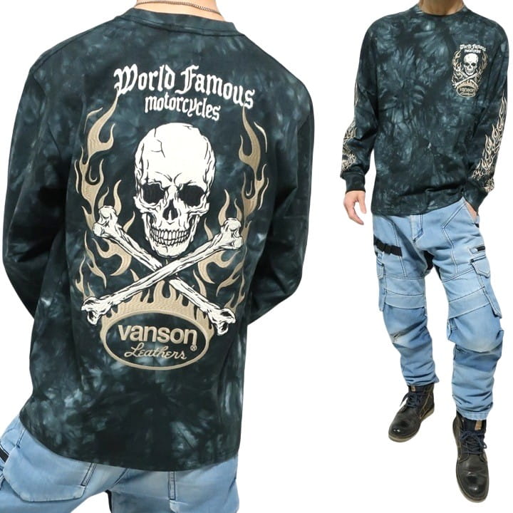 VANSON Tシャツ ロンT バンソン /スカル/炎/ファイヤー 刺繍 ヴァンソン NVLT-2601 ネバーマインド | VANSON | 02