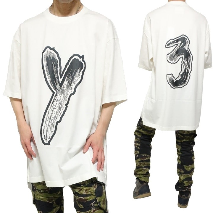 Y-3/ワイスリー Tシャツ 半袖 メンズ オーバーサイズ 発砲プリント 山本耀司 LOGO GFX...