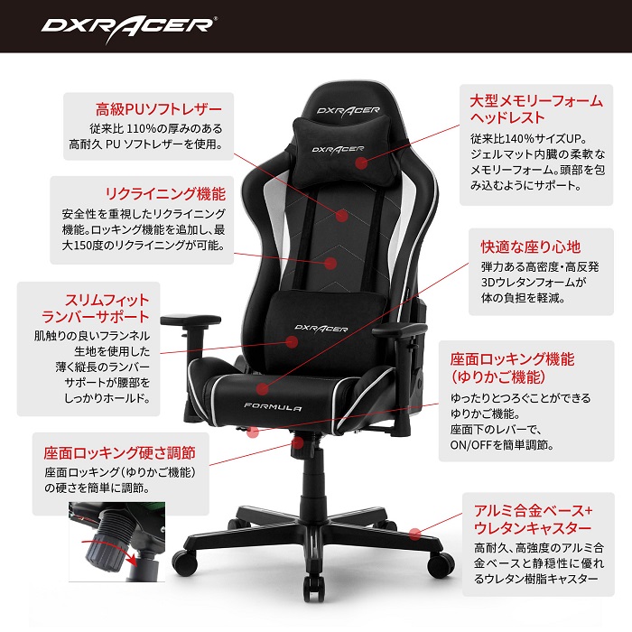 【送料無料（北海道・沖縄・離島は除く）】DXRacer フォーミュラシリーズ クラシック DXZ-WHN V2  ホワイト【メーカー直送品】【同梱／代引不可】