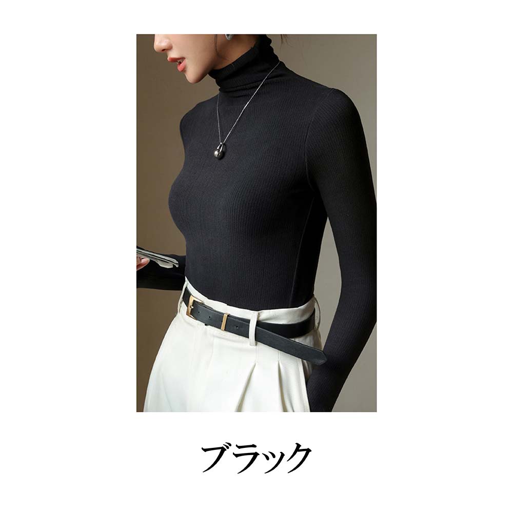 MARK & LONA 薄手タートルネックインナー ブラック ブラック 【制電＆抗ピリング】天竺 タートルネック セーター