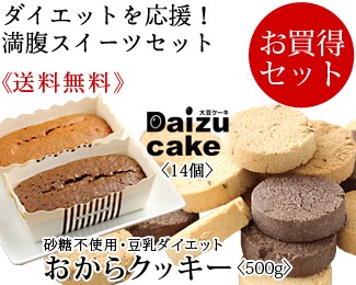 大豆ケーキとノンシュガー豆乳ダイエットおからクッキーのセット【送料無料】