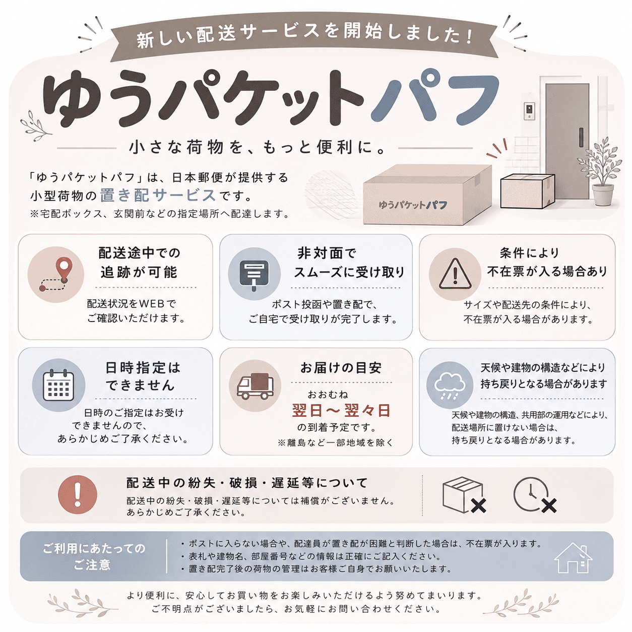 “ゆうパケットパフについて”
