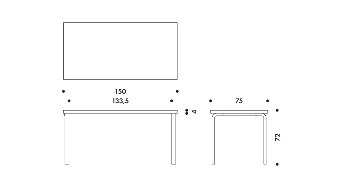 【ガチャプレゼント中】 artek アルテック TABLE 81A ナチュラルラッカー バーチ 150x75x72cm テーブル Lレッグ  アルヴァ・アアルト フィンランド 北欧