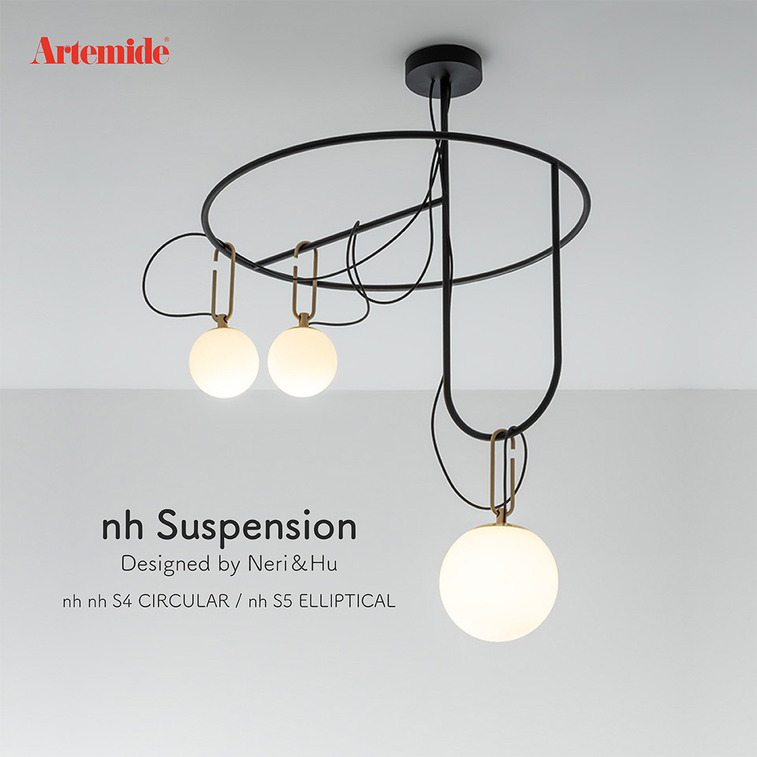 Artemide アルテミデ nhSuspension nhS4CIRCULAR nhS5ELLIPTICAL Neri Hu ネリ＆フー 電球 天井照明 ペンダントライト イタリア :artemide nh s45:ShinwaShop