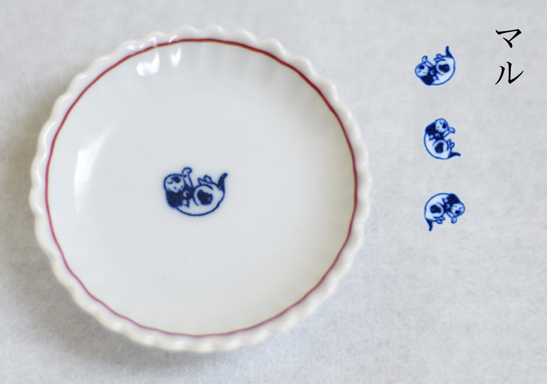 東屋 あづまや 春菊 招き猫 5枚セット お手塩皿 豆皿 小皿 猫 開運