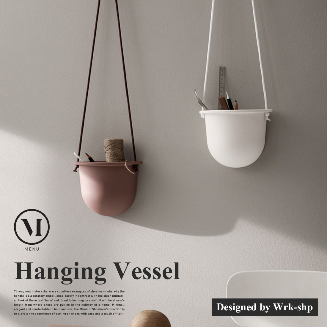 Audo Copenhagen Hanging Vessel  デザイン ハンギングベッセル 壁掛け 植木鉢 小物入れ 北欧｜shinwashop