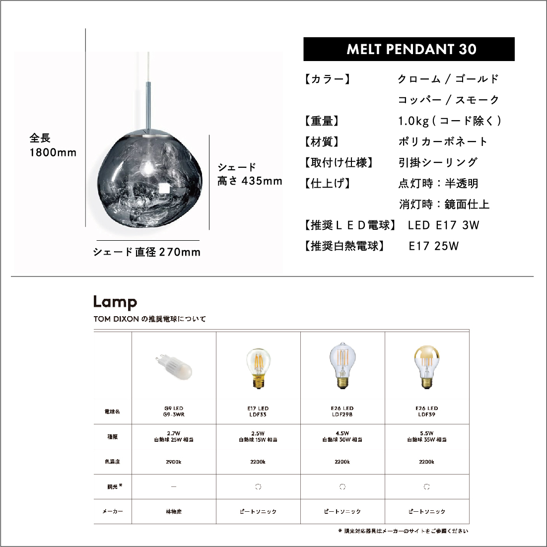 ShinwaShopTom Dixon MELT トム・ディクソン PENDANT 照明 LED電球 30