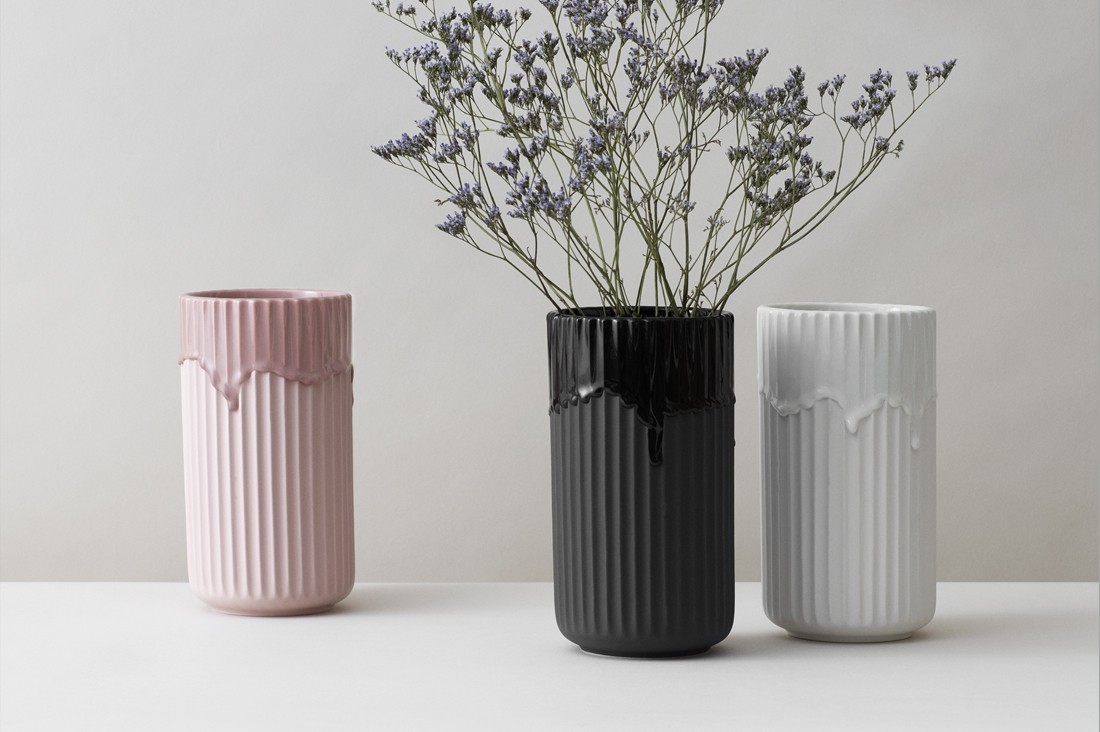LYNGBY VASE PORCELAIN ランニンググレーズ H20cm BK LYNGBY VASE
