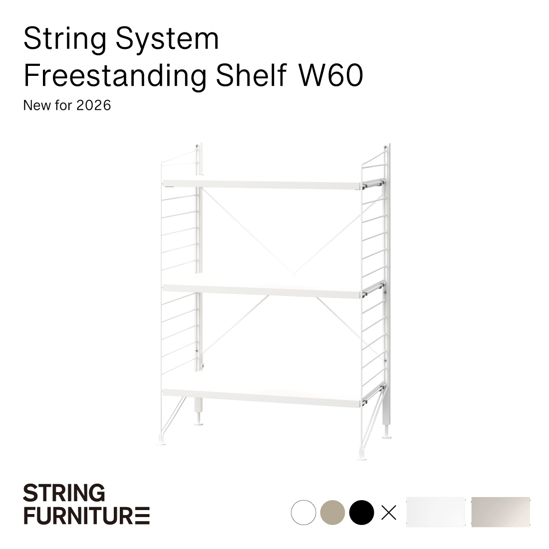 String funiture String System Freestanding Shelf �X�g�����O�V�X�e�� �t���[�X�^���h�V�F���t ��60cm �i�z���C�g�E�x�[�W���j �V�F���t �I ������� �k��