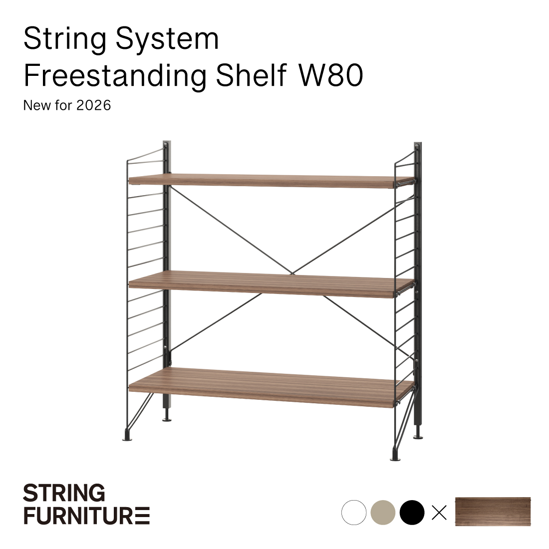 String funiture String System Freestanding Shelf �X�g�����O�V�X�e�� �t���[�X�^���h�V�F���t ��80cm �i�E�H�[���i�b�g�j �V�F���t �I ������� �k��