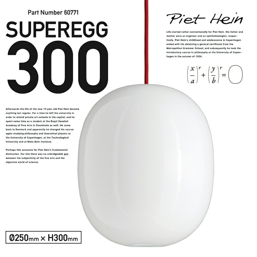 未使用 PIET HEIN SUPER EGG ホワイト 直径250mm PIET HEIN/ピート・ハイン SUPEREGG ペンダントランプ/ダウン