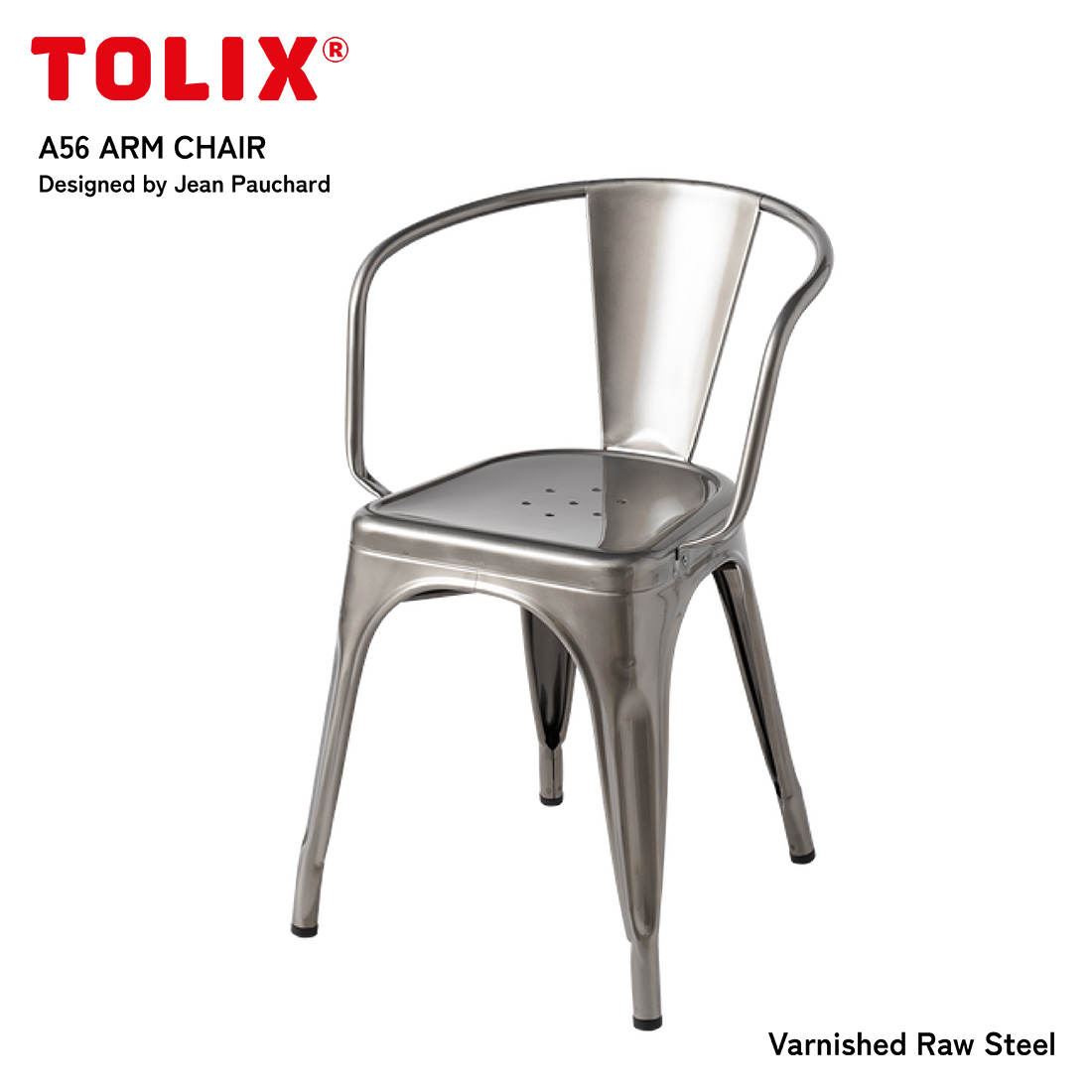 Tolix トリックス A56 Arm Chair A56アームチェア Varnished Raw Steel