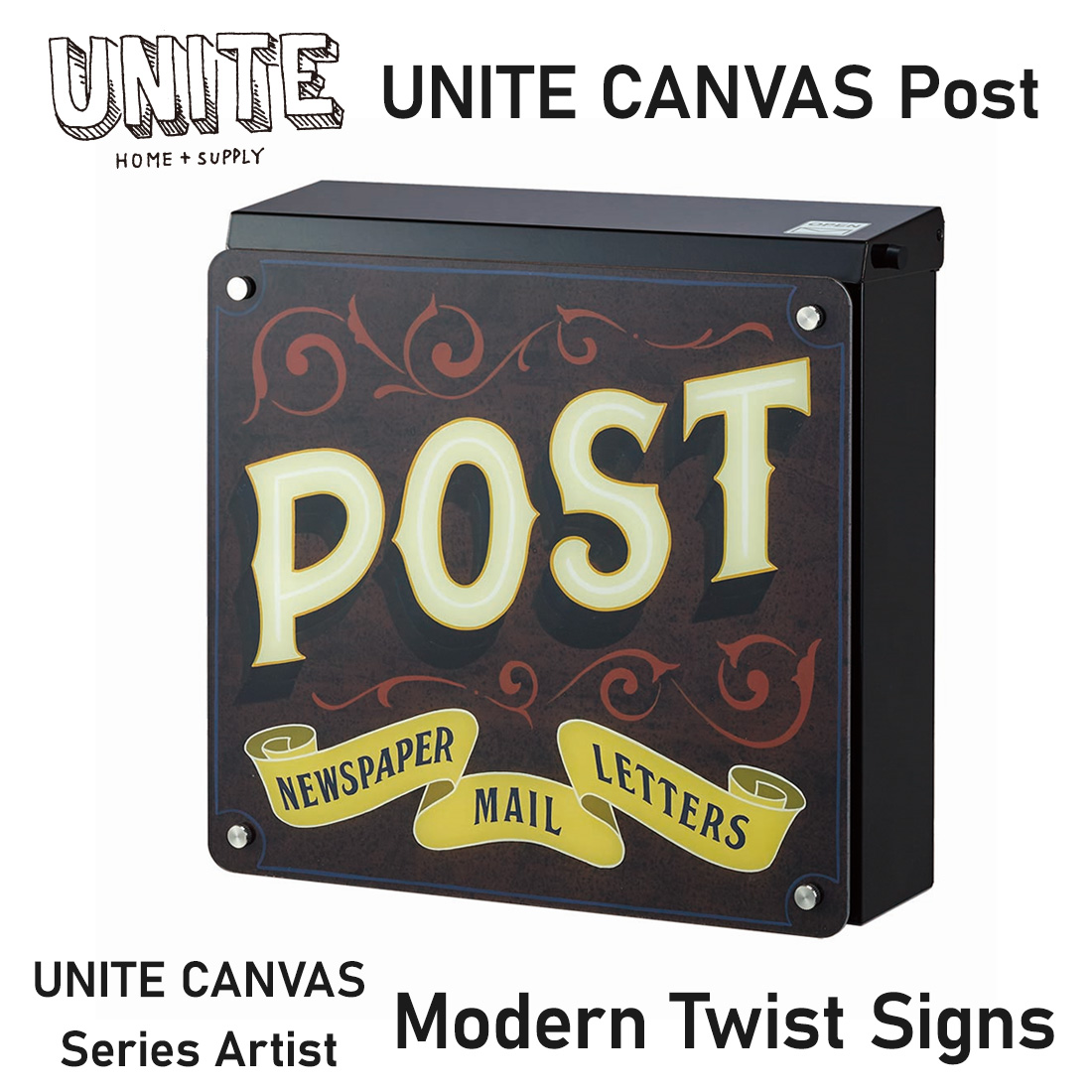 UNITE CANVAS ポスト 壁掛け ダイヤル 大容量 ユナイト キャンバス 郵便受け ホワイト ブラック ブラウン トーシン Modern Twist Signs :unite canvas ns:ShinwaShop