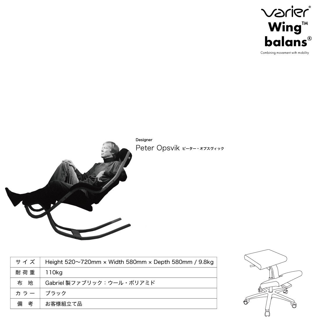 Varier ヴァリエール Wing Balans Chair Peter Opsvik バリエール 
