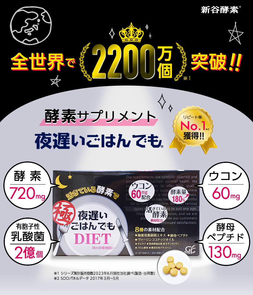 麹菌 消化酵素 サプリ 発酵 活きている 乳酸菌 酵母 ダイエット 新谷酵素 / 夜遅いごはんでも 極 (きわみ) 6粒×30包(30回分)