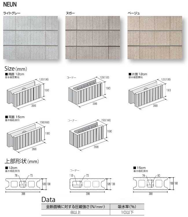ノイン セメントブロック ｔ1 基本型 両面仕様 計３色 組積材 門まわり 間仕切りにおすすめ Ren 21 建築金物 Shop 通販 Yahoo ショッピング