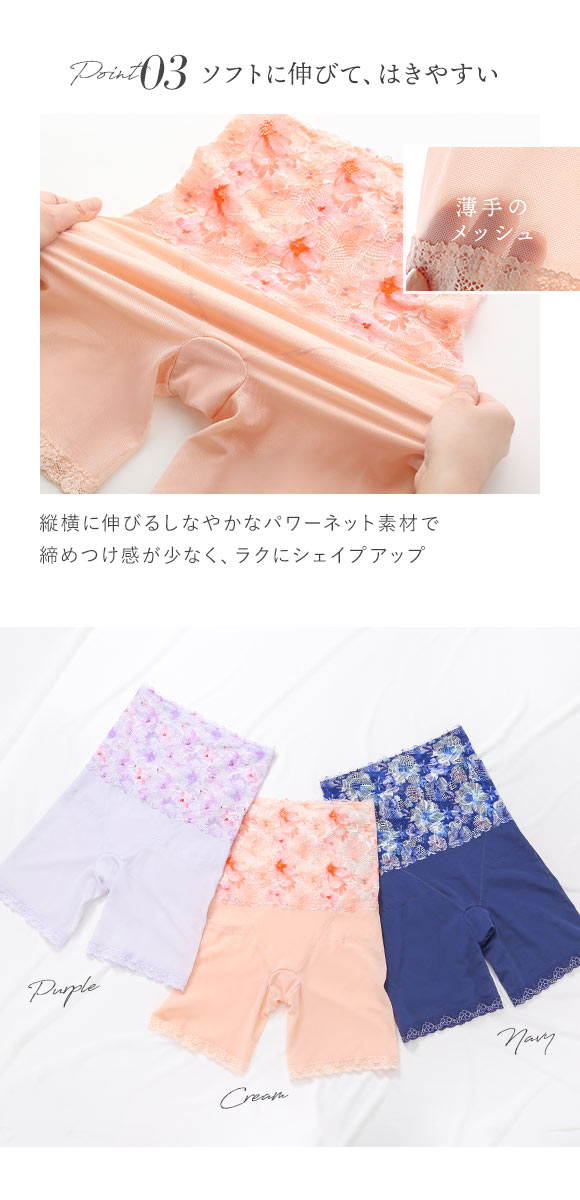 コントランテ ContRante WATER COLOR FLOWERS ゆる補正ガードル ロング M L LL 深め ハイウエスト