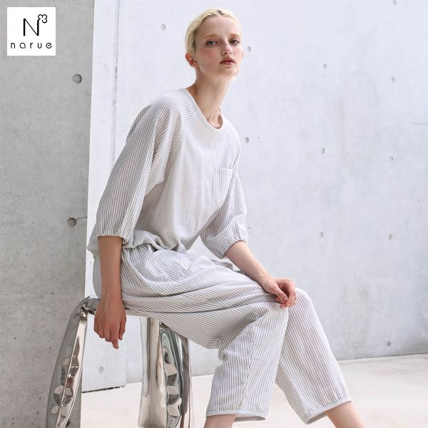 NARUE 綿100% サッカー刺繍アクセントパジャマ ネイビー M-L NARUE 綿