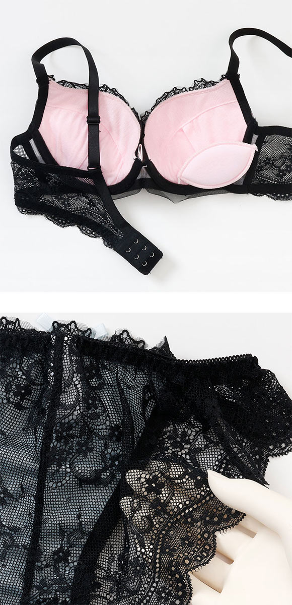 プチマリー リボンノクターン ブラセット ABCDEF ブラジャー ショーツ セット 大きいサイズ petit marie BLACK