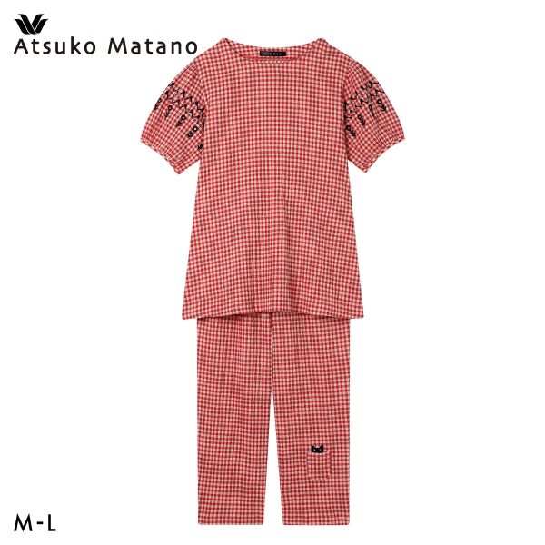 ワコール マタノアツコ ルームウェア 上下セット 5分袖9分丈パンツ パジャマ 薄くて軽やか 綿混 Wacoal ATSUKO MATANOの画像