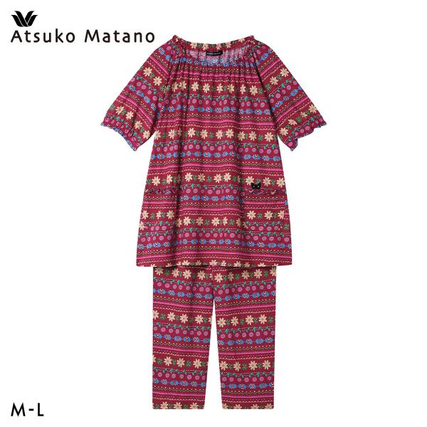 ワコール マタノアツコ オリエンタル パジャマ 上下セット 5分袖8分丈パンツ ML 綿100％ Wacoal ATSUKO MATANOの画像