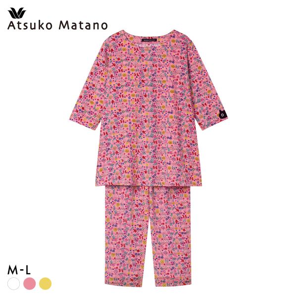 ワコール マタノアツコ パジャマ 7分袖8分丈パンツ 上下セット ルームウェア ねこ 綿100％ Wacoal ATSUKO MATANOの画像