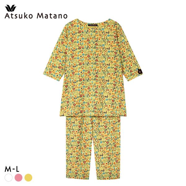 ワコール マタノアツコ パジャマ 7分袖8分丈パンツ 上下セット ルームウェア ねこ 綿100％ Wacoal ATSUKO MATANOの画像