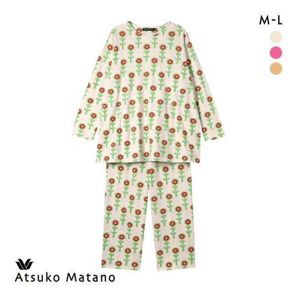 【未使用】ワコール マタノアツコ レディース パジャマ ワンピース 花柄 カーキ マタノアツコパジャマ（レディースルームウェア、部屋着）｜下着