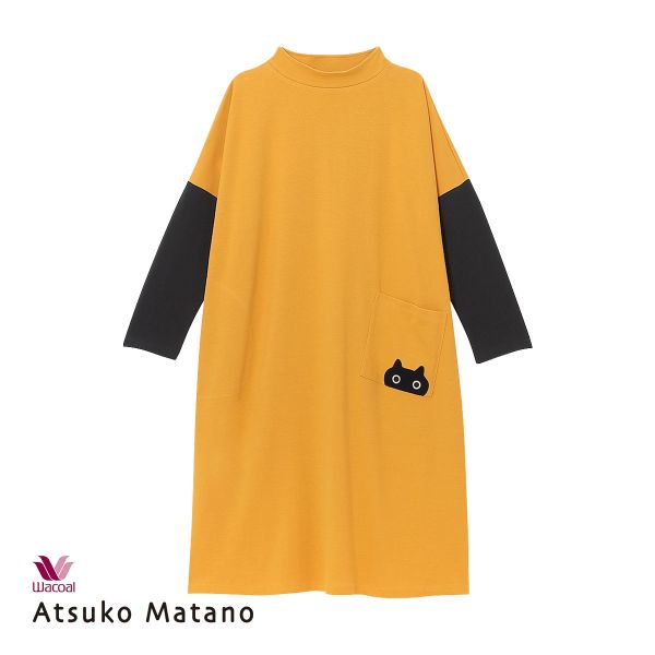 ワコール Wacoal マタノアツコ ATSUKO MATANO 黒猫 パジャマ ワンピース 長袖 ...
