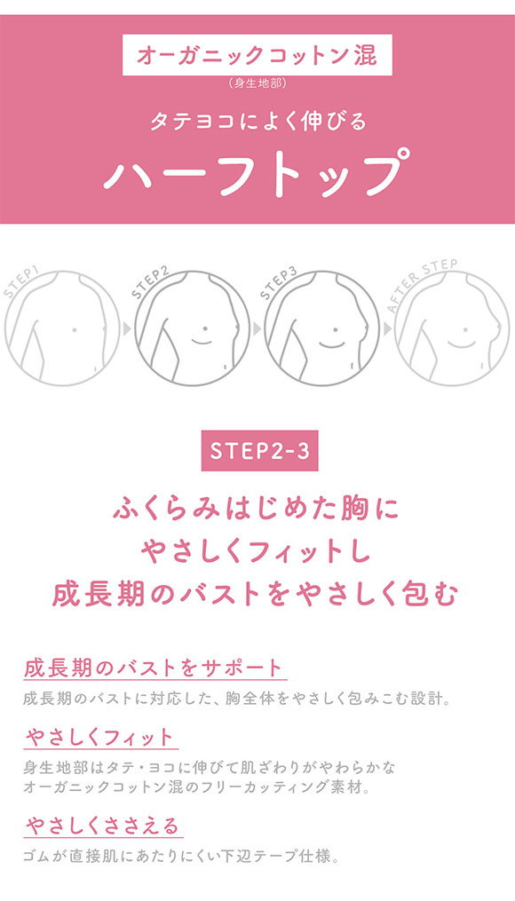 ワコール Wacoal ウイング Wing teen ジュニア STEP2 つけはじめ ノンワイヤーブラジャー 2SSML キッズ 女の子 単品