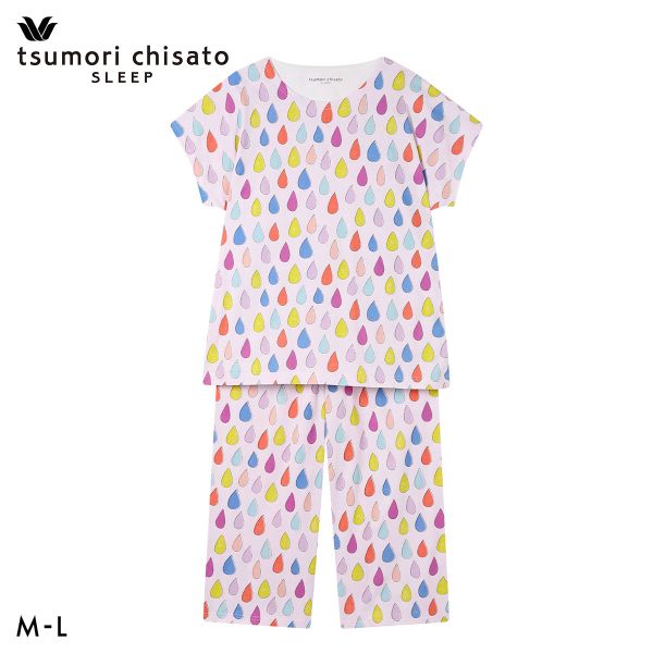 ワコール ツモリチサト パジャマ しずく 3分袖 8分丈パンツ ルームウェア 上下セット 綿100％ Wacoal tsumori chisato SLEEPの画像