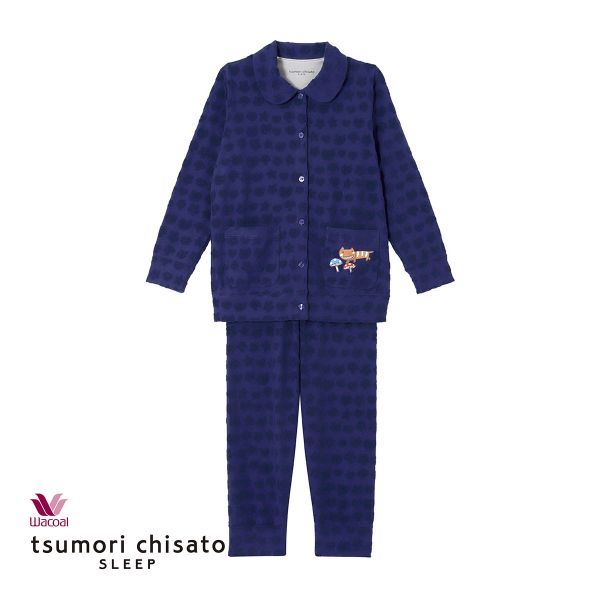 ワコール Wacoal ツモリチサト tsumori chisato SLEEP キノコ 上下セット ルームウェア パジャマ 長袖 前開き 綿 パイル