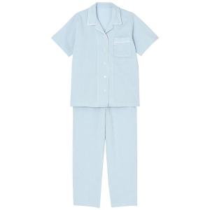 ワコール Wacoal スイミンカガク 睡眠科学 ストライプ シャツパジャマ 5分袖 ロングパンツ ...