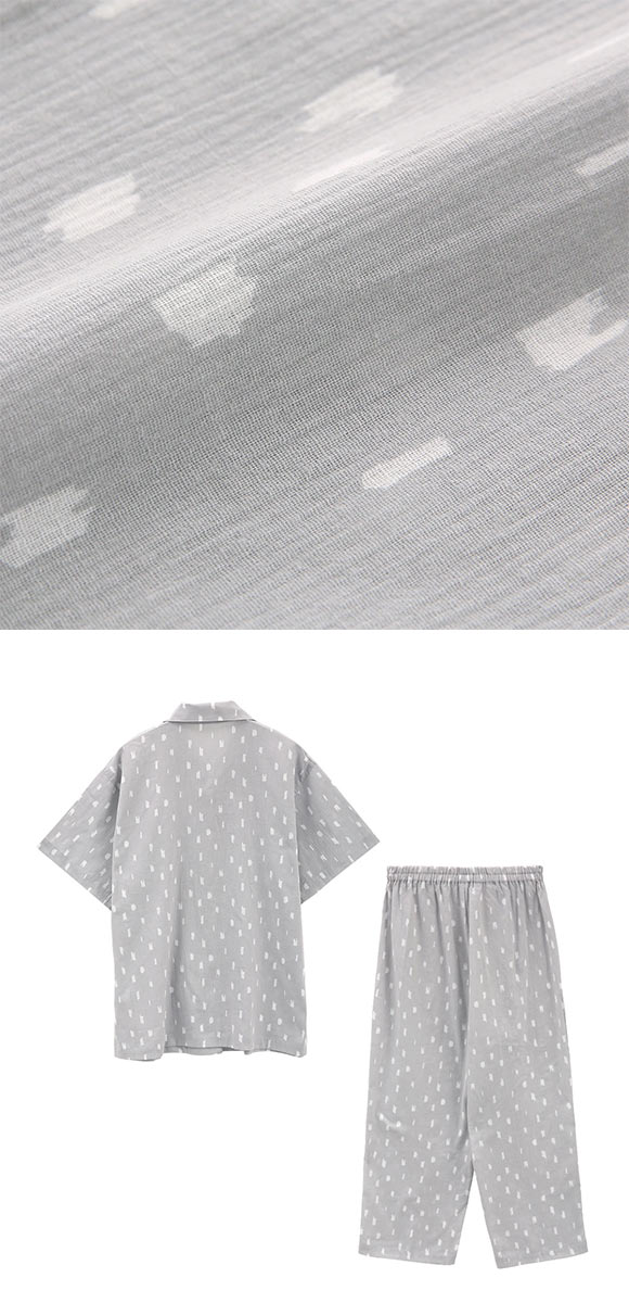 ワコール 睡眠科学 SOU・SOU柄 シャツパジャマ レディース 高島ちぢみ 5分袖 8分丈パンツ 上下セット 綿100％ Wacoal