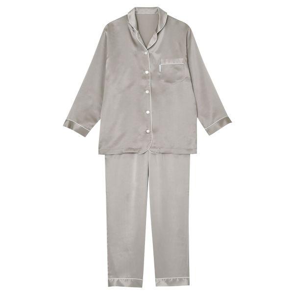ワコール Wacoal 睡眠科学 レディース シルクサテン シャツパジャマ 長袖 上下セット シルク100％ 絹