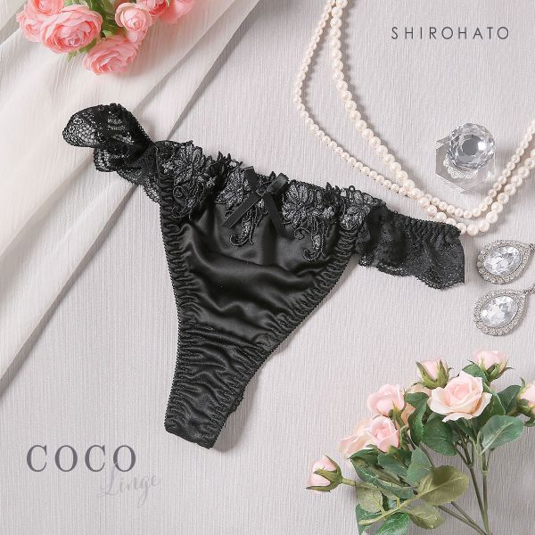 ココランジェ COCO Linge クラッシックサテン Tバック ショーツ バックレース 単品