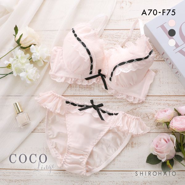ココランジェ ラブリーフェリーチェ カシュクール ブラジャー ショーツ セット モールド 脇高 脇肉 レース 谷間 COCO Linge 大きいサイズ | COCO Linge | 01