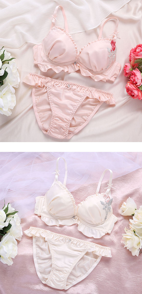COCO Linge（ココランジェ） ブラジャー ショーツセット サテンローズ