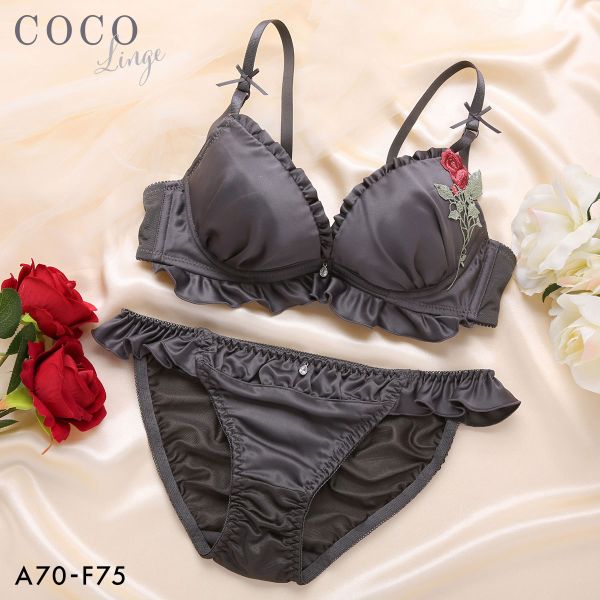 COCO Linge（ココランジェ） サテンローズアップリケ ブラジャー