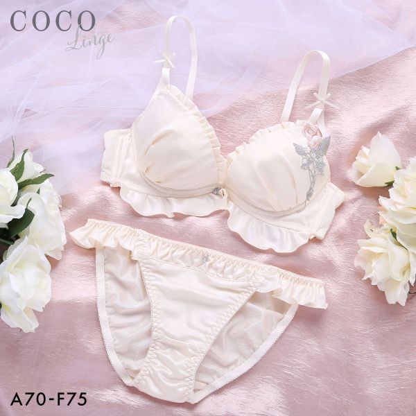 COCO Linge（ココランジェ） サテンローズアップリケ ブラジャー