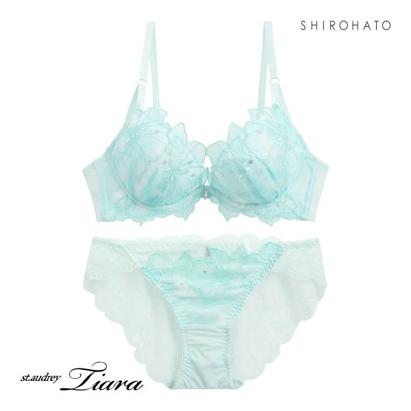 セントオードリー St.Audrey tiara ピュアグラデーションブルーム 3/4カップ ブラジャー ショーツ セット ABCDEF バックレース｜shirohato｜03