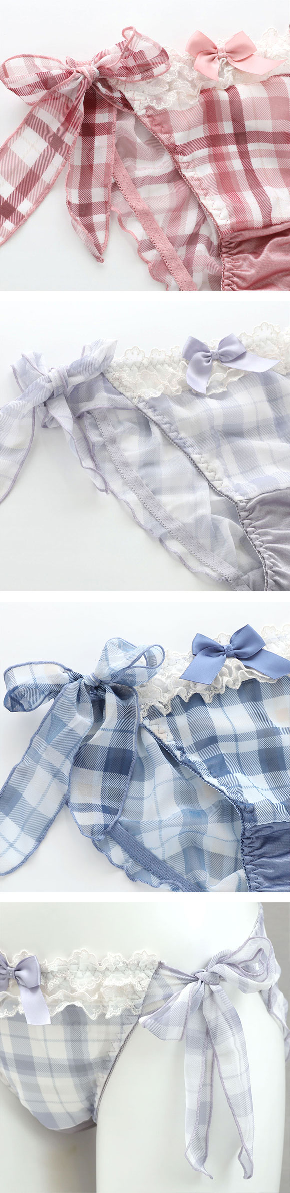 ココランジェ ドリーミーチェック グラマーサイズ ブラジャー ショーツ セット GHI SHIROHATO別注 谷間 サイドリボン COCO Linge