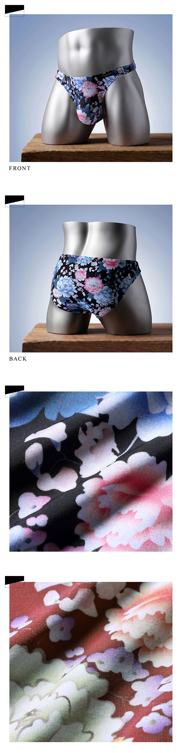 ビキニ グレイブボールト Gravevault×SHIROHATO 別注 限定 PEONY FLOWER ブリーフ メンズ パンツ 下着 前閉じ 日本製