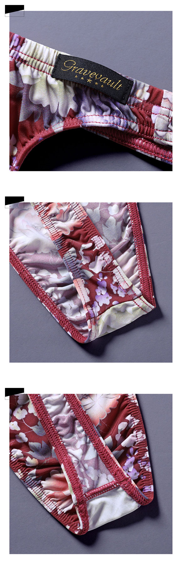 Tバック グレイブボールト Gravevault×SHIROHATO 別注 限定カラー PEONY FLOWER ビキニ メンズ 花柄 下着 日本製