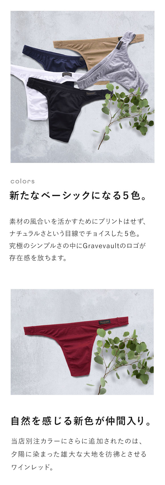 グレイブボールトGravevault × SHIROHATO 別注 naturale due Tバック ビキニ メンズ S M L 天然素材