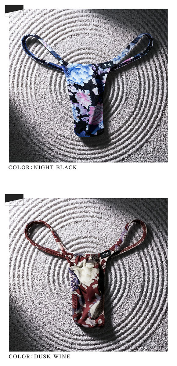 Tバック TM collection×Gravevault×SHIROHATO コラボ PEONY FLOWER ハギなしシャープ ビキニ メンズ下着 パンツ 日本製