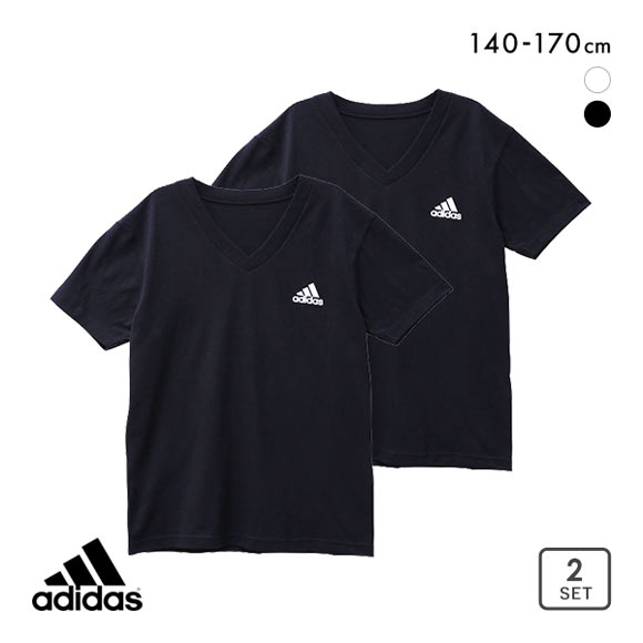 アディダス adidas 2P Vネック Tシャツ 2枚組 キッズ ジュニア 男の子 インナー