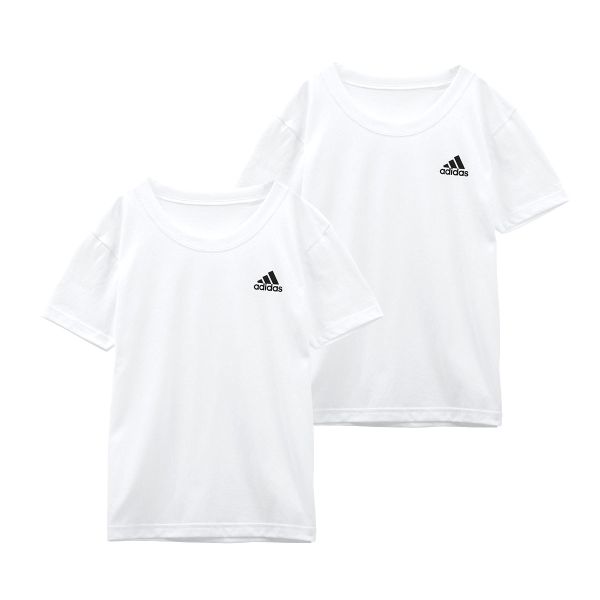 アディダス adidas 2P クルーネック Tシャツ 2枚組 インナー ロゴ キッズ ジュニア 男の子｜shirohato｜02